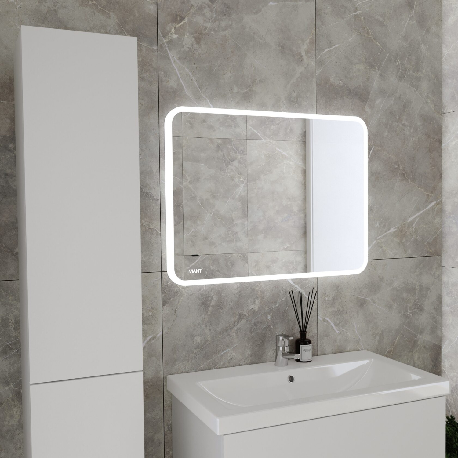 Тумба подвесная Viant София 80 с раковиной Como 80, два ящика, белый