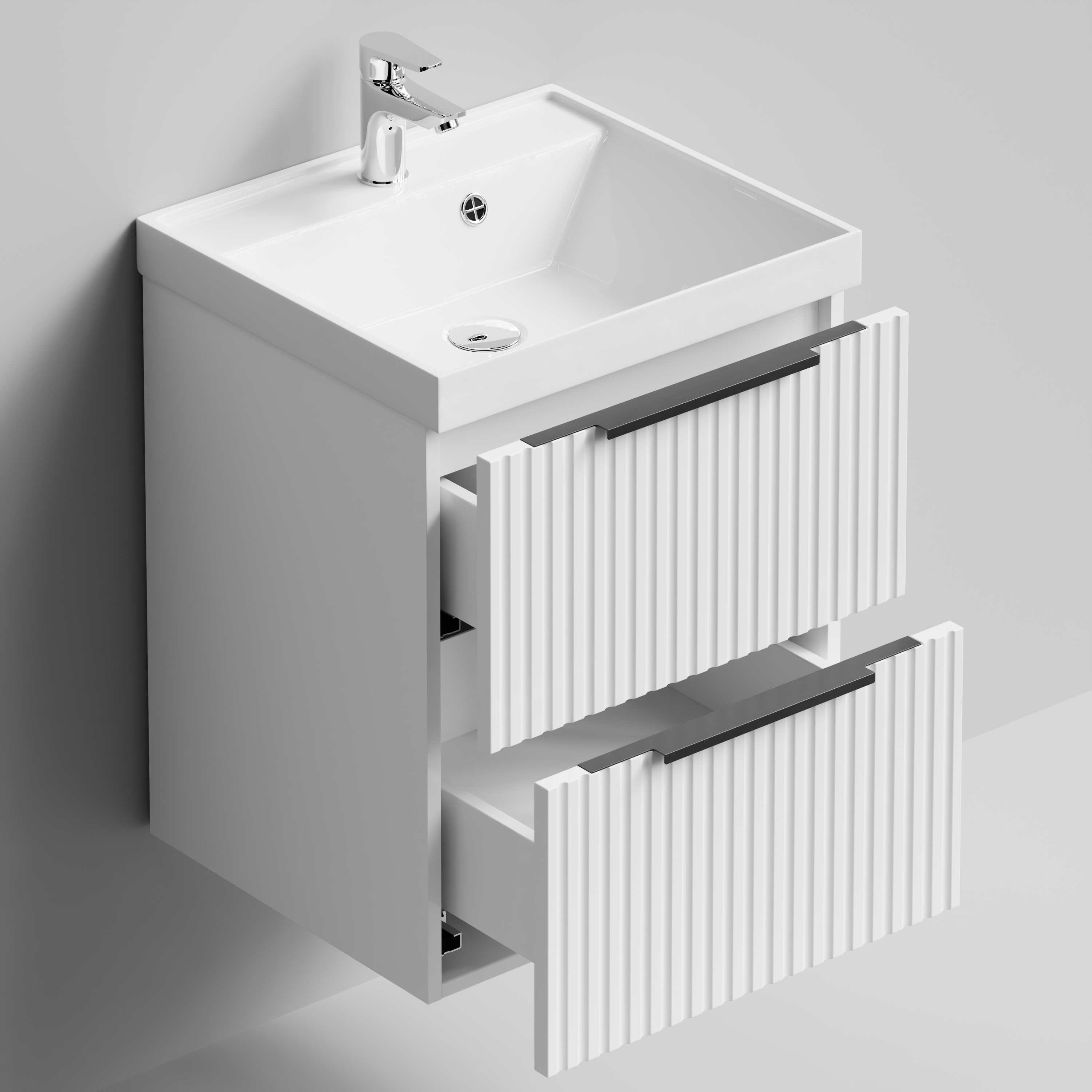 Тумба с раковиной Vod-ok Дольче 50 2 ящика, подвесная, белая + 13 цветов