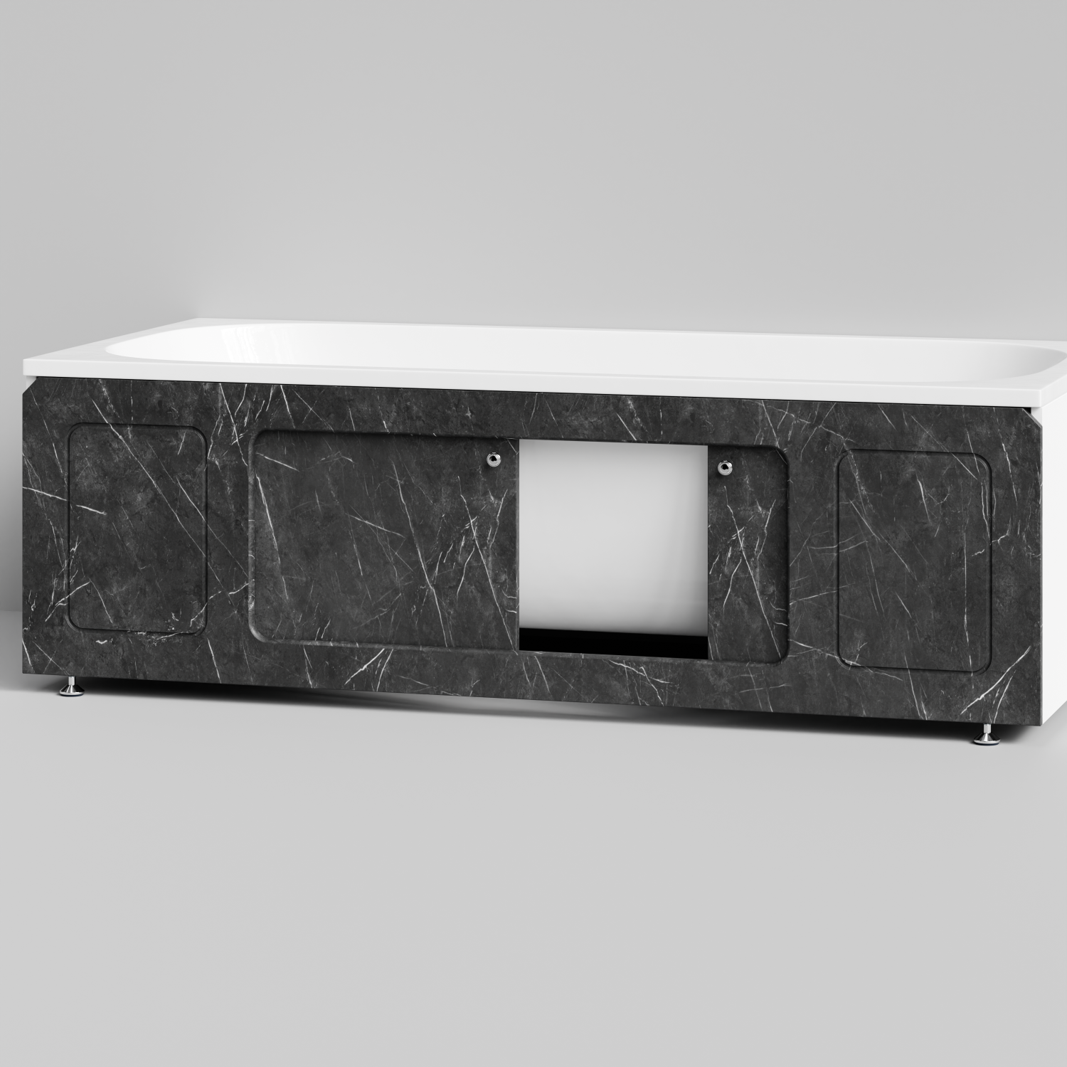 Экран под ванну Vod-ok Лидер 180 раздвижной Мрамор Графит софт тач