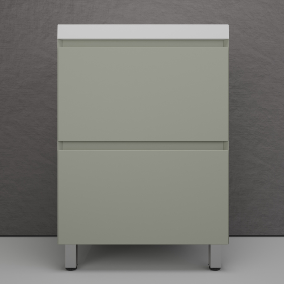 Тумба напольная Style Line Манхэттен 60 Эмаль, с раковиной Asti 60 белый, олива