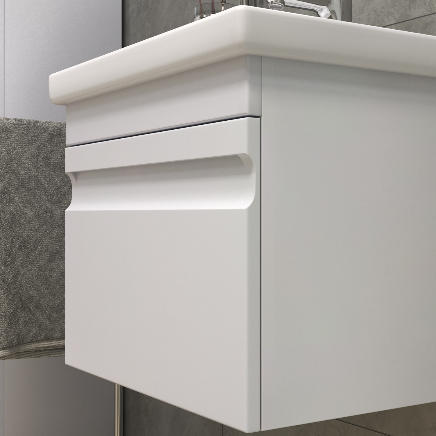 Тумба напольная Vigo Holly 50 с раковиной Como 50, 1 ящик, белый