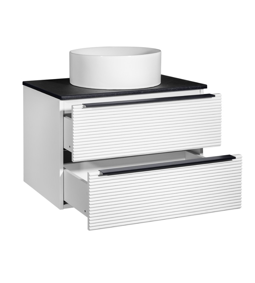 Тумба подвесная Runo Орлеан 70 с раковиной PALLA (D41), белый/чёрный