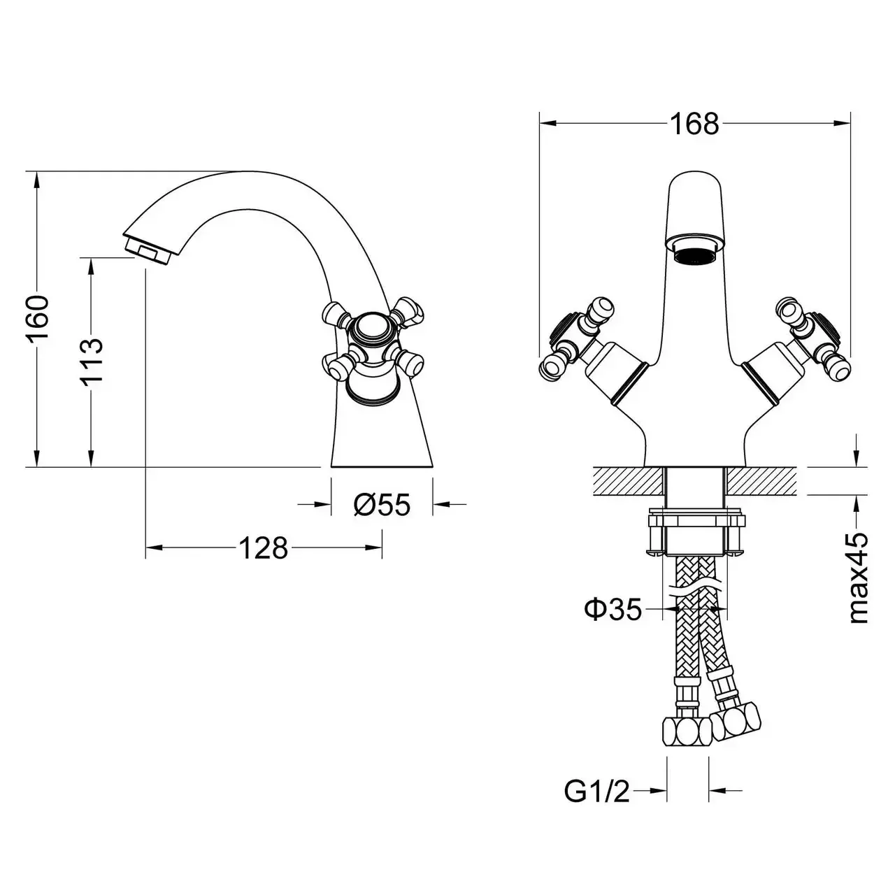 Смеситель для раковины Timo Nelson 1911/03F черный матовый