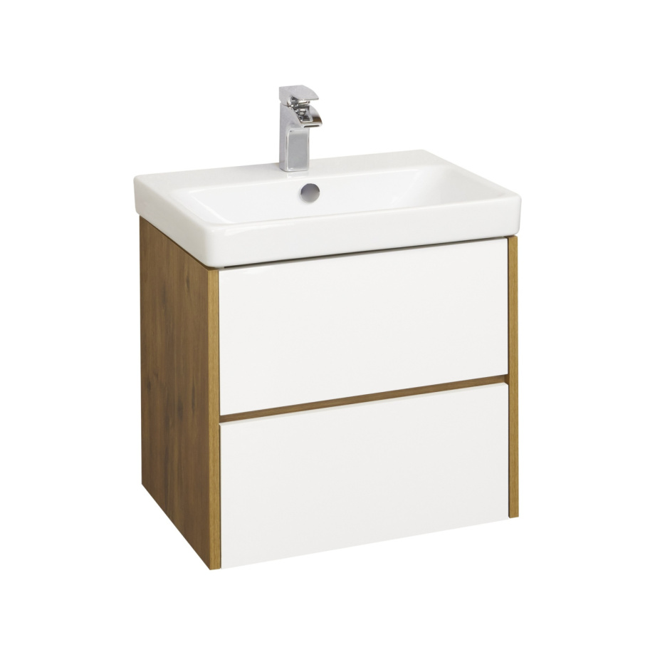 Тумба Aquaton Сканди 70 с раковиной Адриана 70, 2 ящика, подвесная, белый, дуб рустикальный