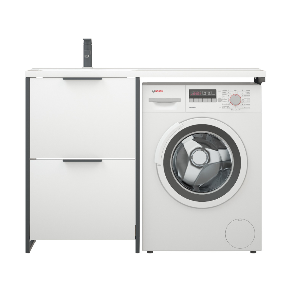 Тумба напольная Corozo Гера 120 Z с раковиной Мадлен 120 L, белый