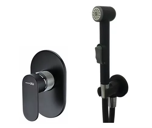Смеситель с гигиеническим душем WasserKRAFT A117451 черный Soft-touch