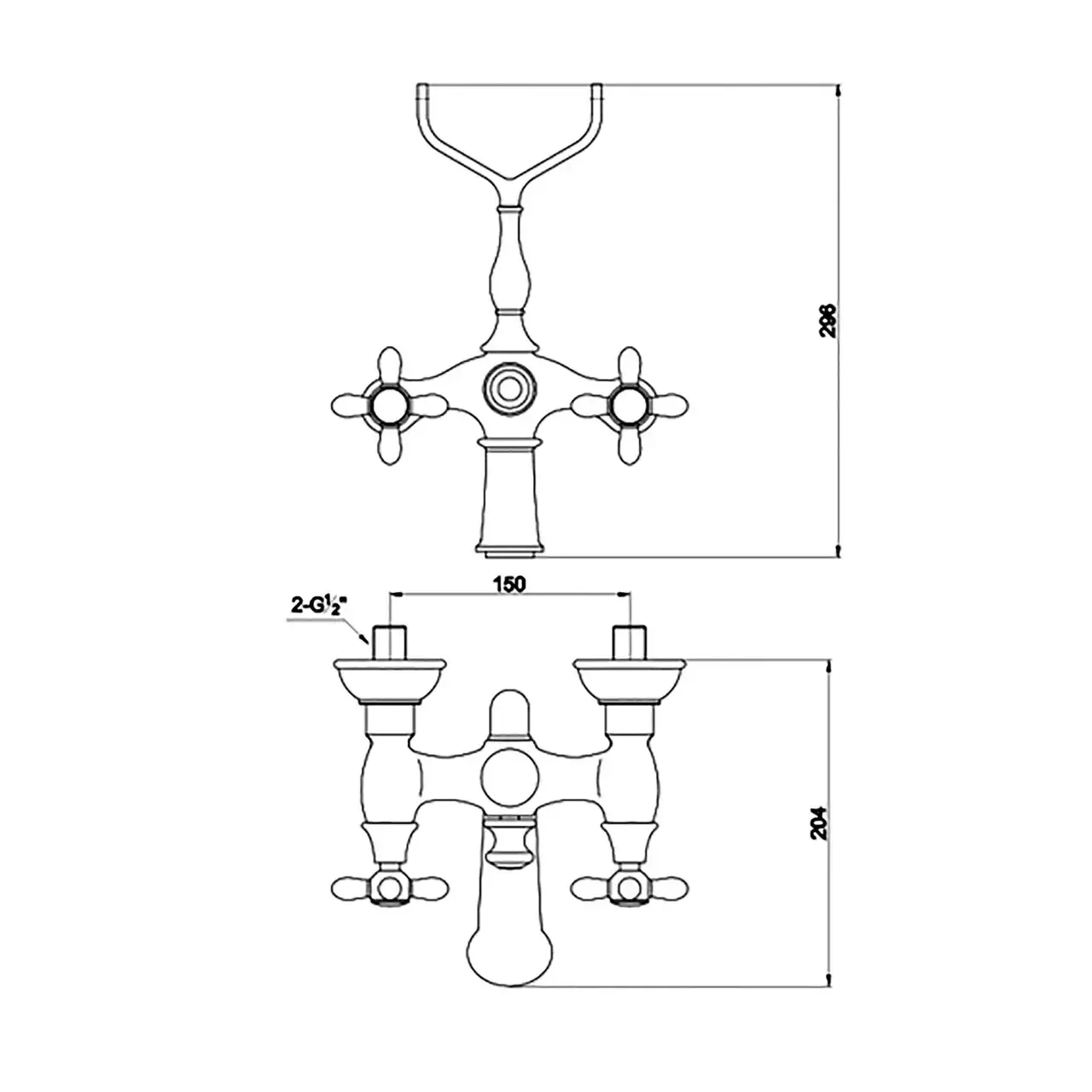 Смеситель для ванны с душем Timo Ritz 0144Y silver cross хром