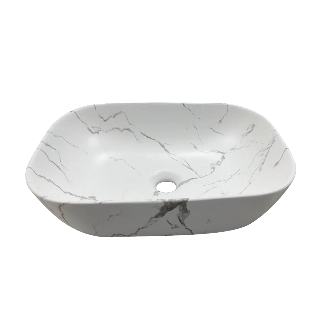 Раковина Ceruttispa CR8217MMW накладная, мрамор матовый белый, прямоугольная 500х395х145