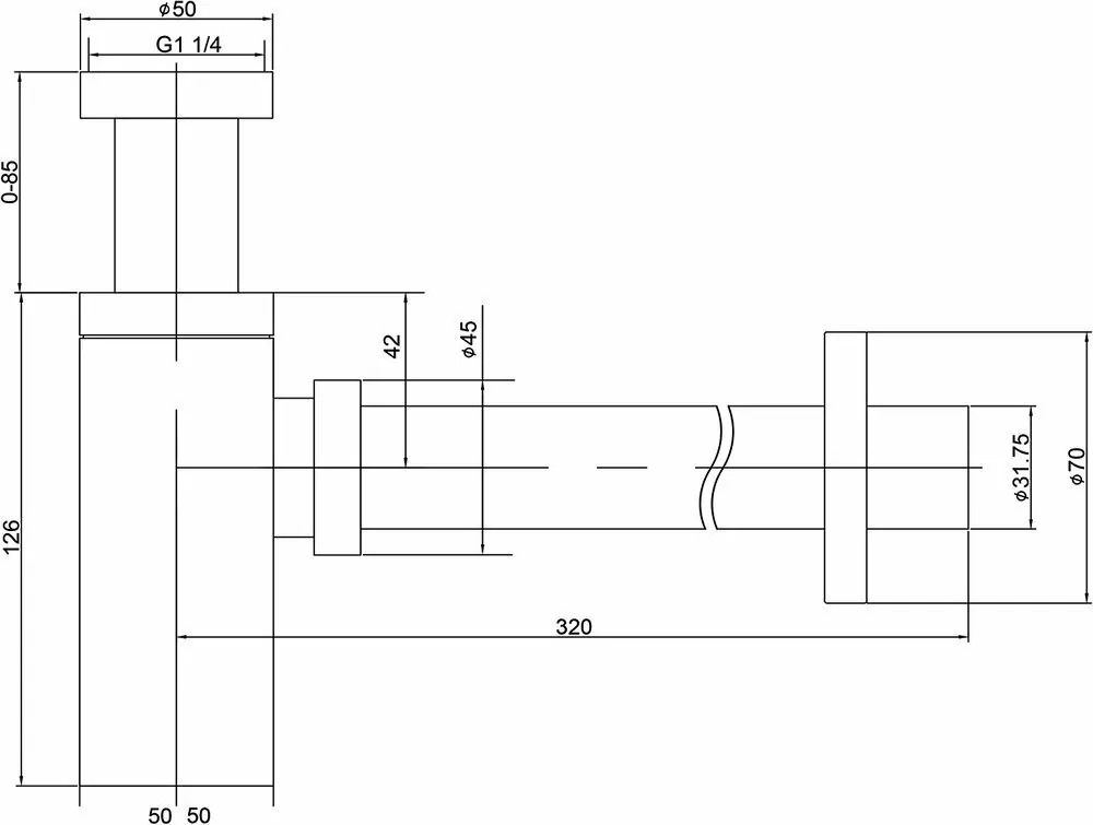 Сифон для раковины Timo 958/03L чёрный матовый