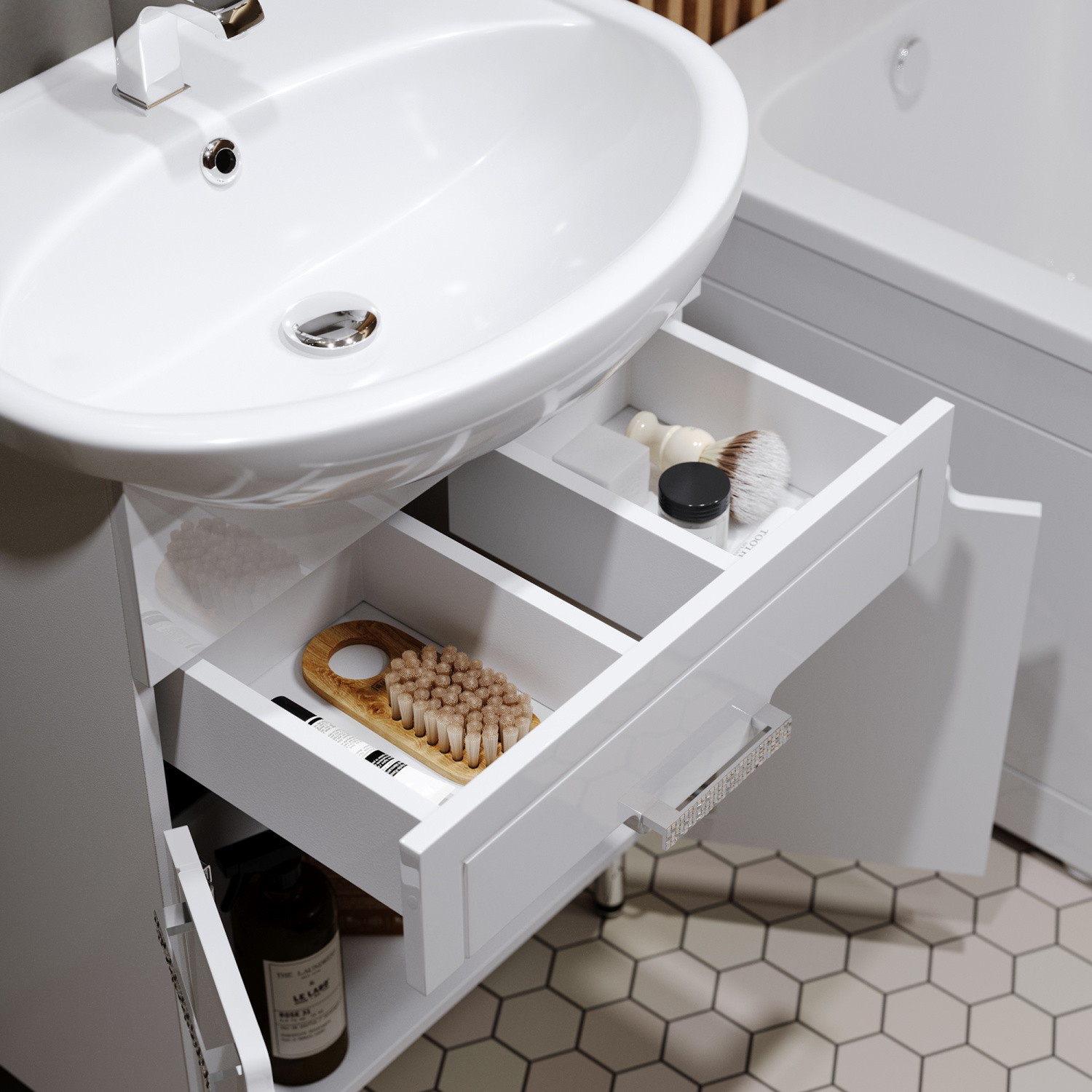 Тумба с раковиной Alavann Vittoria 60-02 напольная, белая