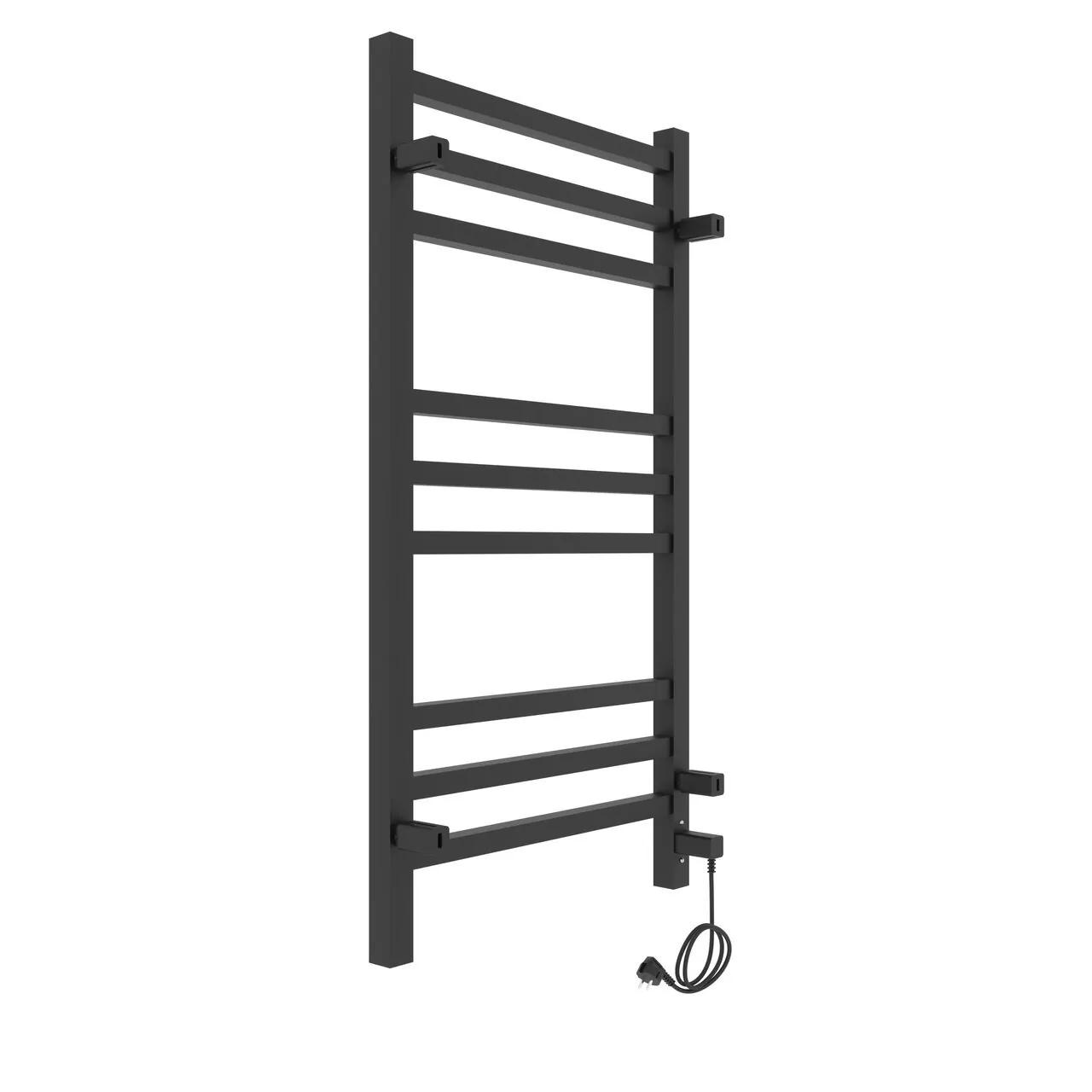 Полотенцесушитель электрический Laris Астор ЧКЧ П9 350х700 с терморегулятором, левый, черный матовый
