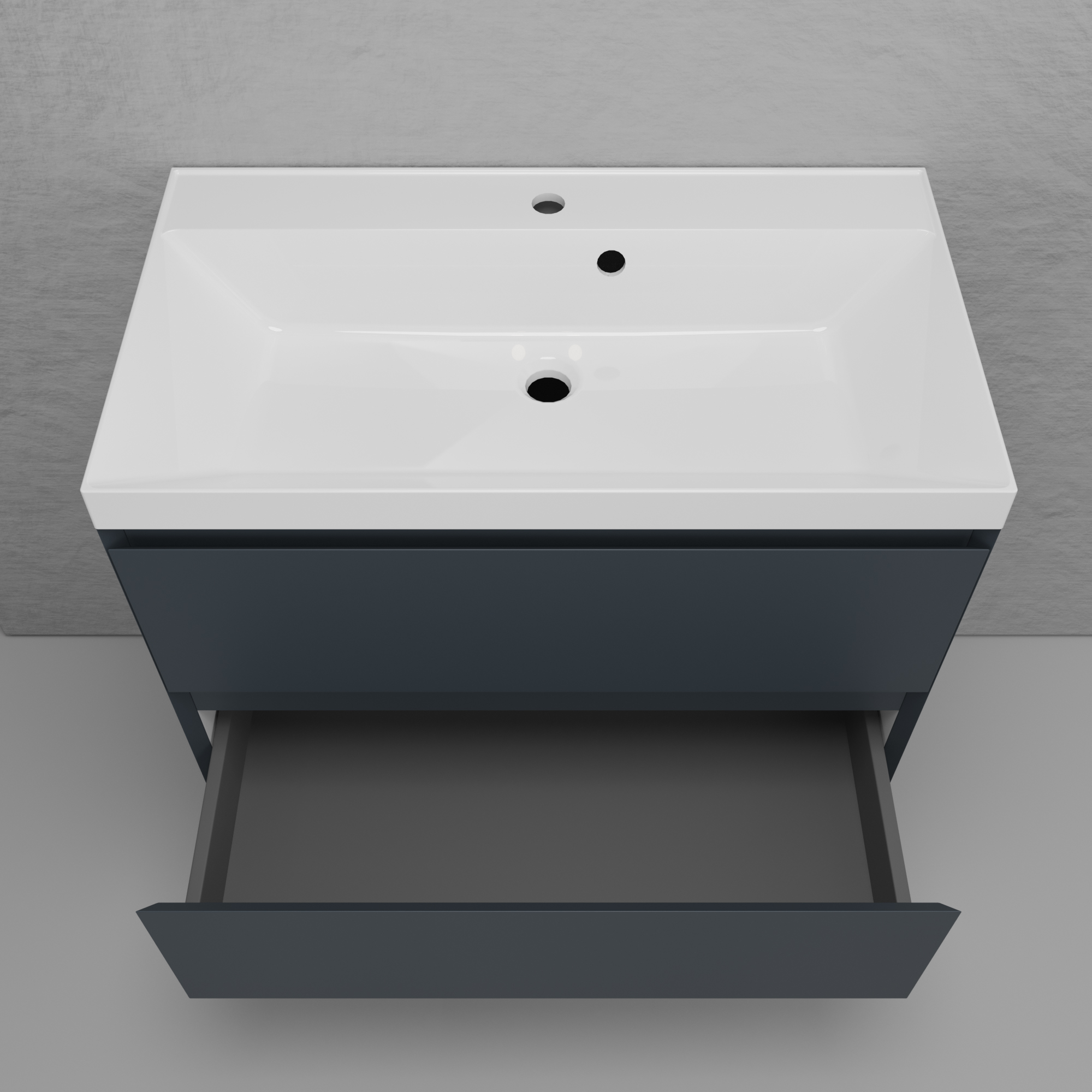 Тумба подвесная Style Line Манхэттен 80 Эмаль, с раковиной Asti 80 белый, графит