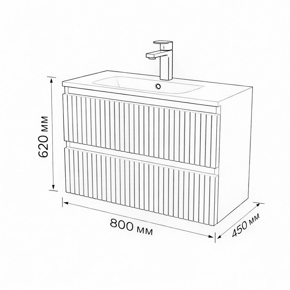 Тумба с раковиной подвесная (80 см) Terminus Sicilia SIC10802701601O, графит