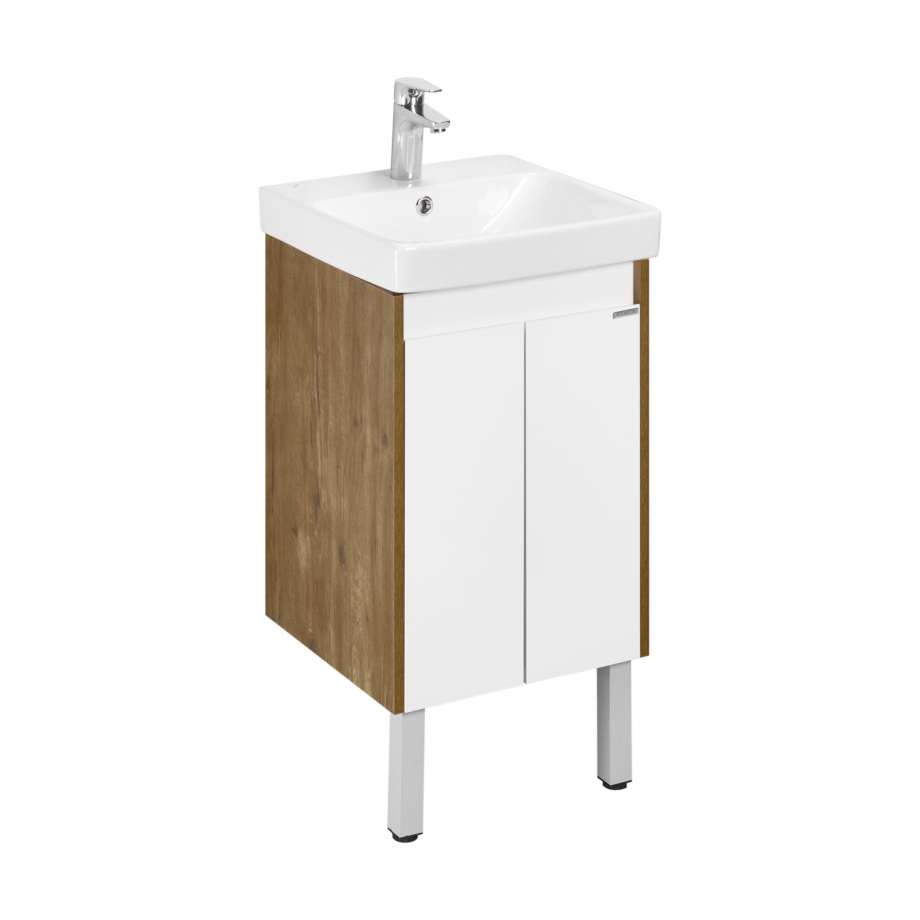Тумба Aquaton Сканди Doors 45 с раковиной Адриана 45, 2 ящика, подвесная, белый, дуб рустикальный