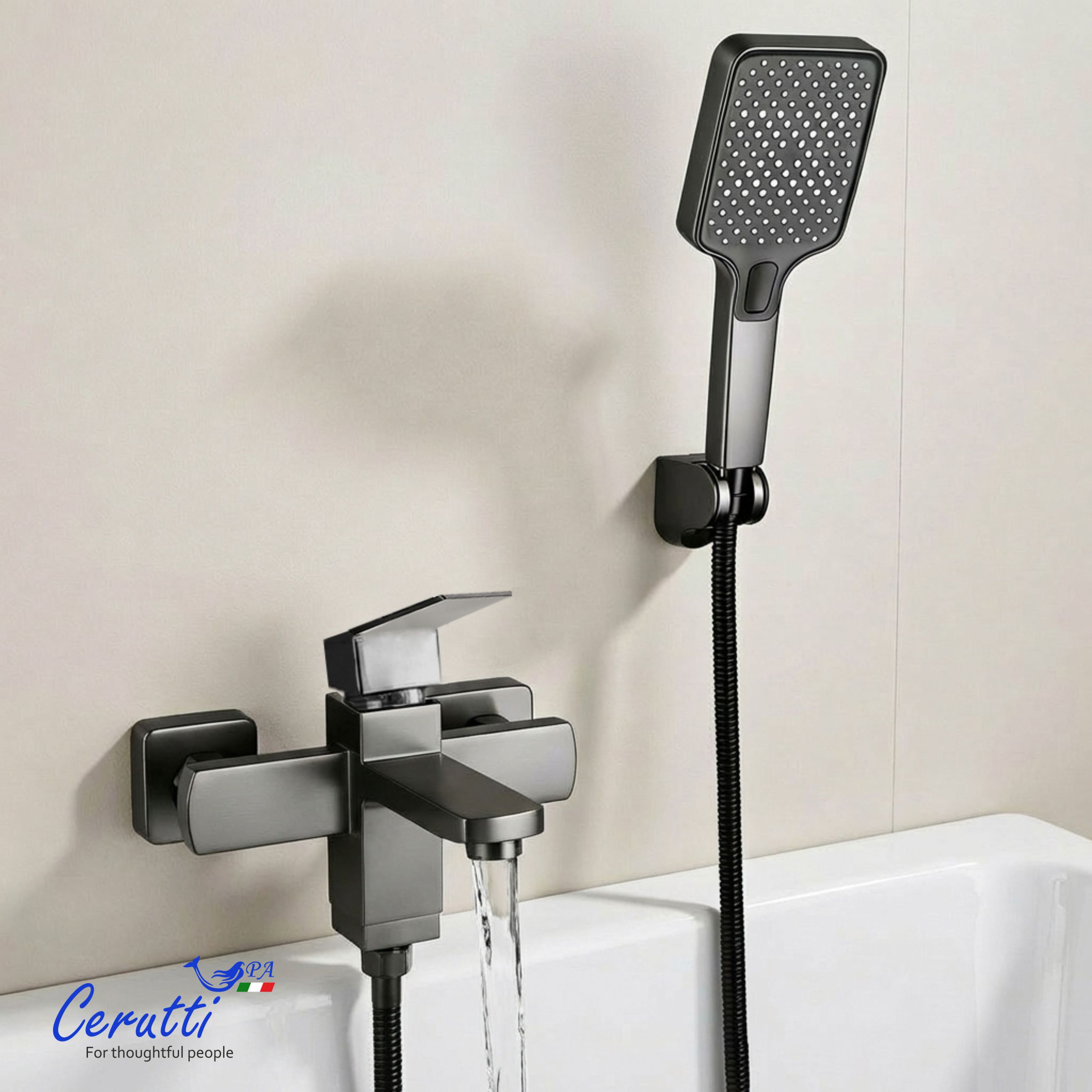 Смеситель для ванны Ceruttispa Клелия VGR (CLELIA VGR) из нержавеющей стали, цвет серый матовый