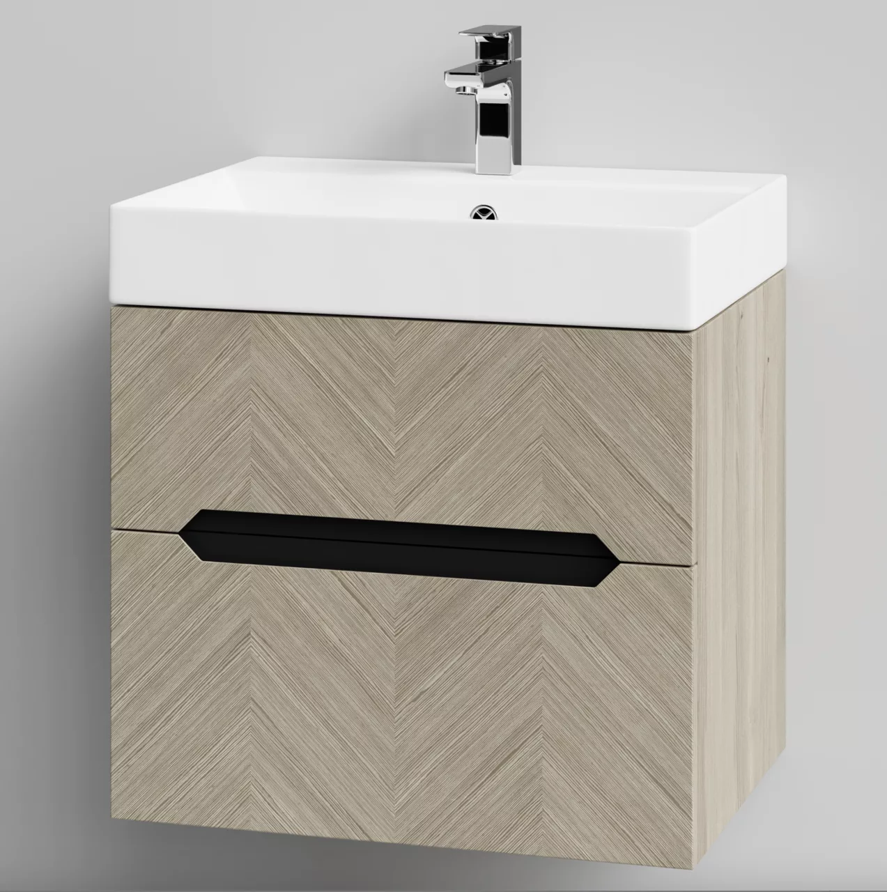 Тумба подвесная Vod-ok Элато 60 с раковиной Stance 60, дуб + 6 цветов