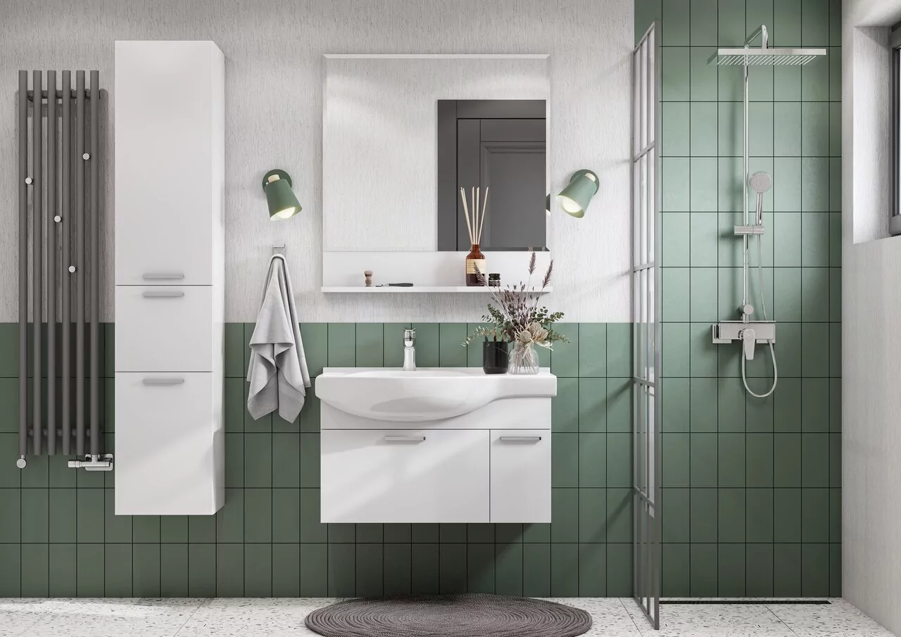 Зеркало Aquaton Инди 80 с полкой, белый