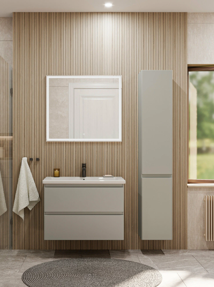 Тумба подвесная SanStar Riana 70 с раковиной Como 70 (комплект), грей