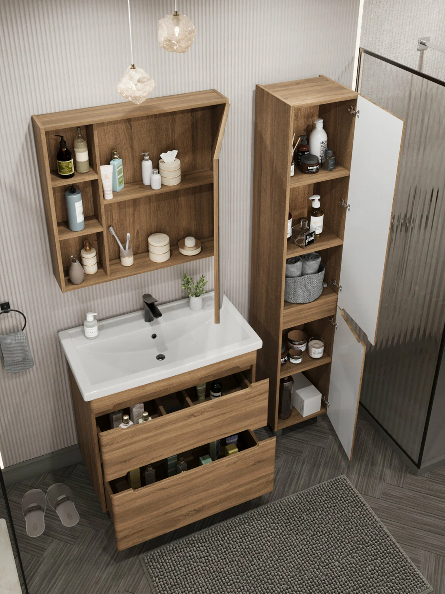 Тумба напольная SanStar Diva 70 с раковиной Фостер 70, Gold Craft