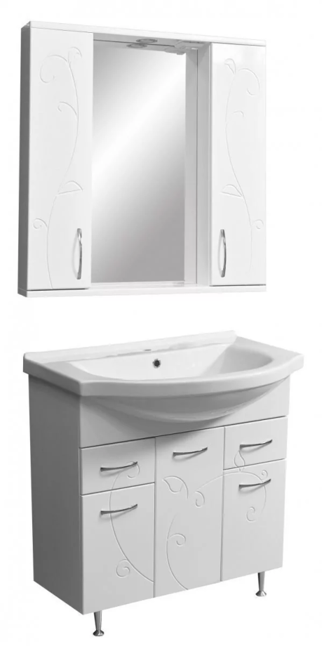 Мебель для ванной Stella Polar Фантазия 80 комплект, напольный, белый глянец
