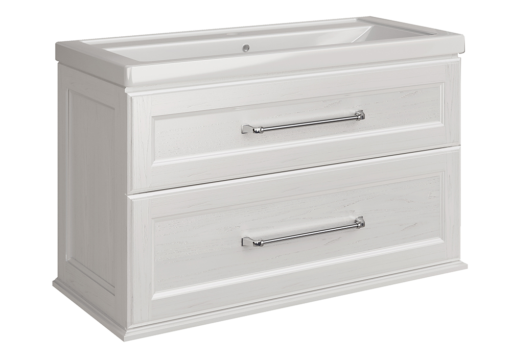 Мебель для ванной ASB Woodline Венеция 100 комплект, подвесной, белый, хром