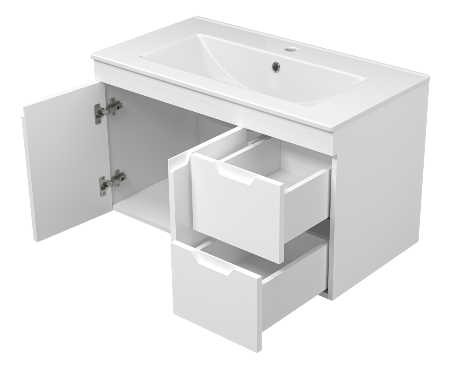 Тумба с раковиной Misty Оптима 90 подвесная, белый