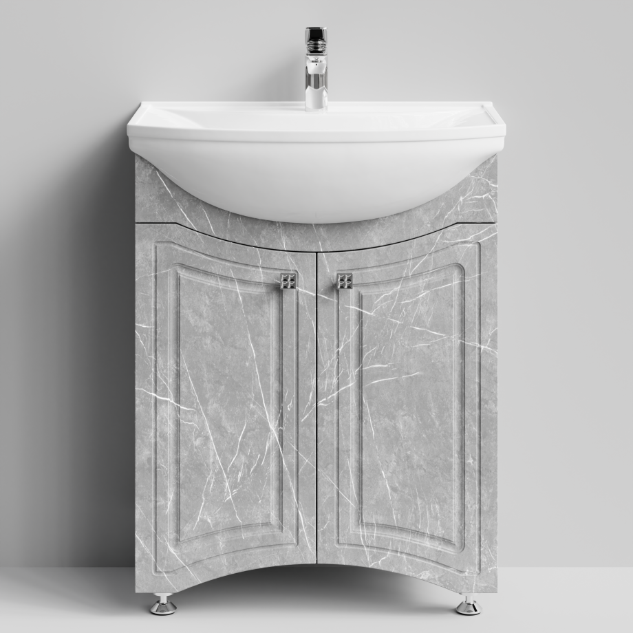 Тумба с раковиной Адам 65 напольная, Мрамор Белый софт тач