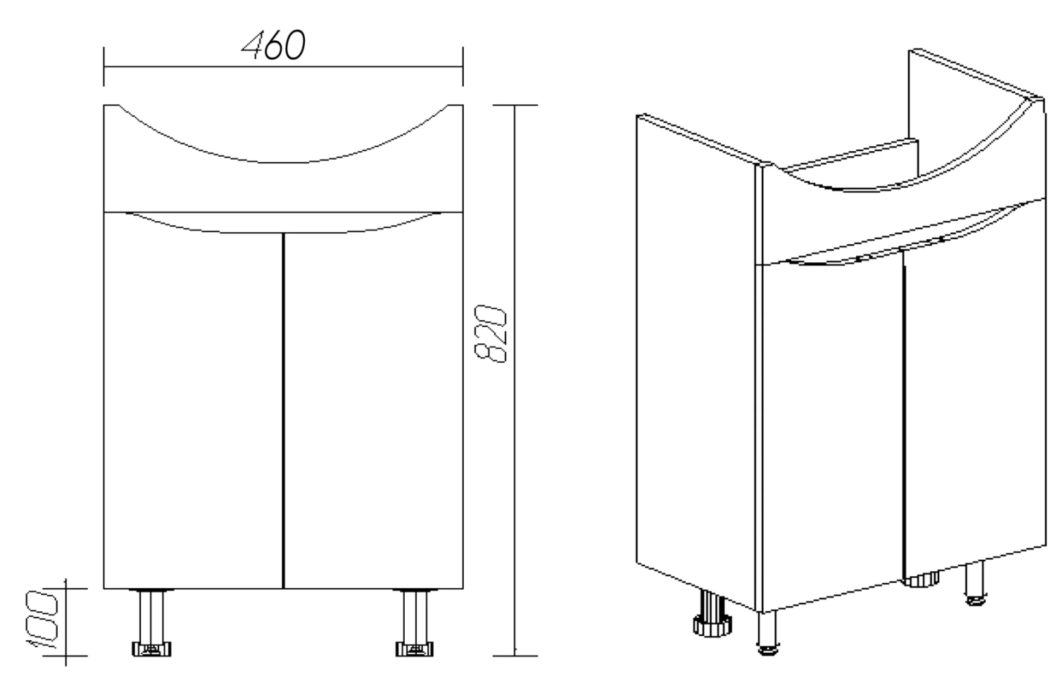 Тумба напольная Viant Рим 50 с раковиной Балтика 50, белый