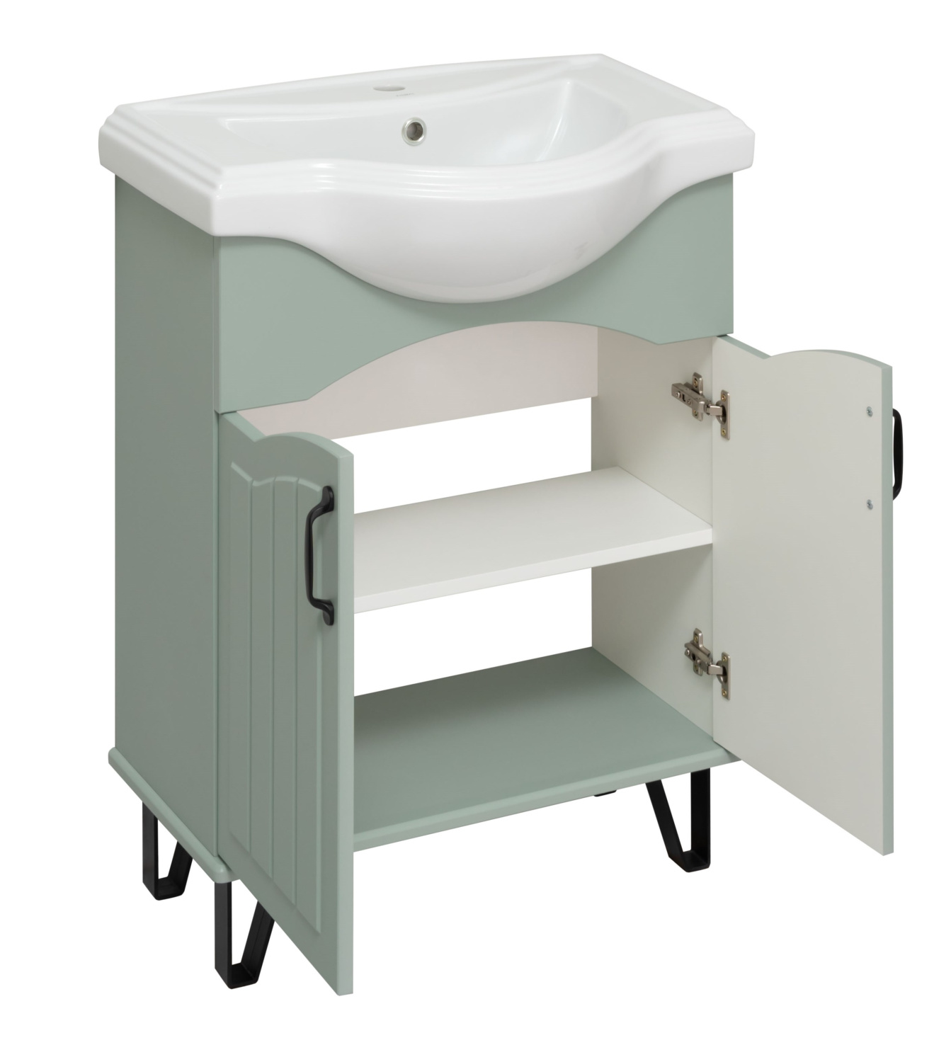 Тумба напольная Runo Марсель 65 с раковиной Классик 65, мята