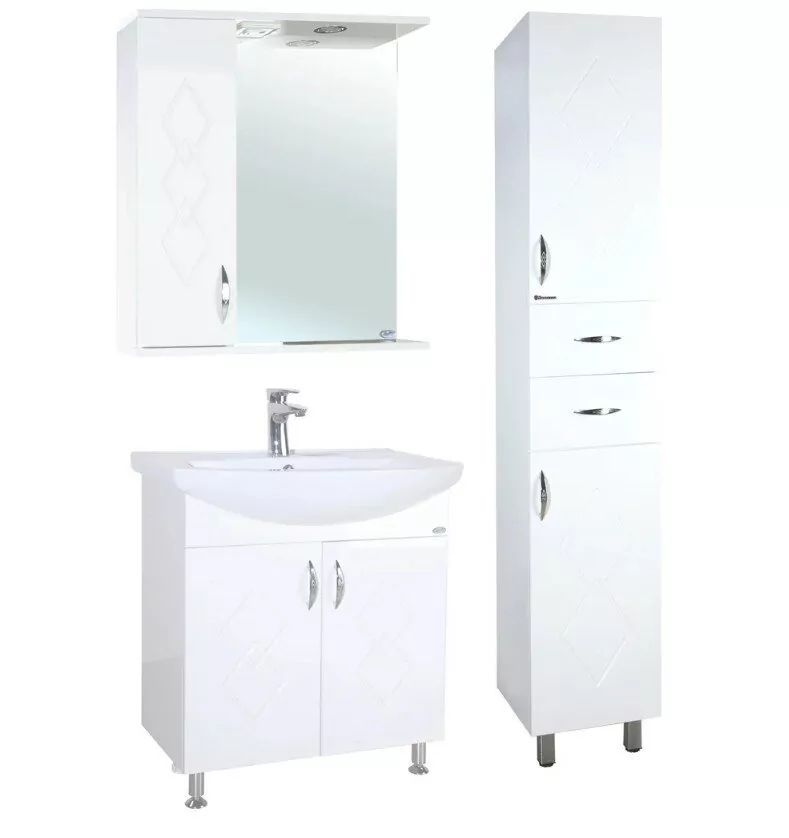 Зеркало со шкафчиком Bellezza Элеганс 65 L свет, белый