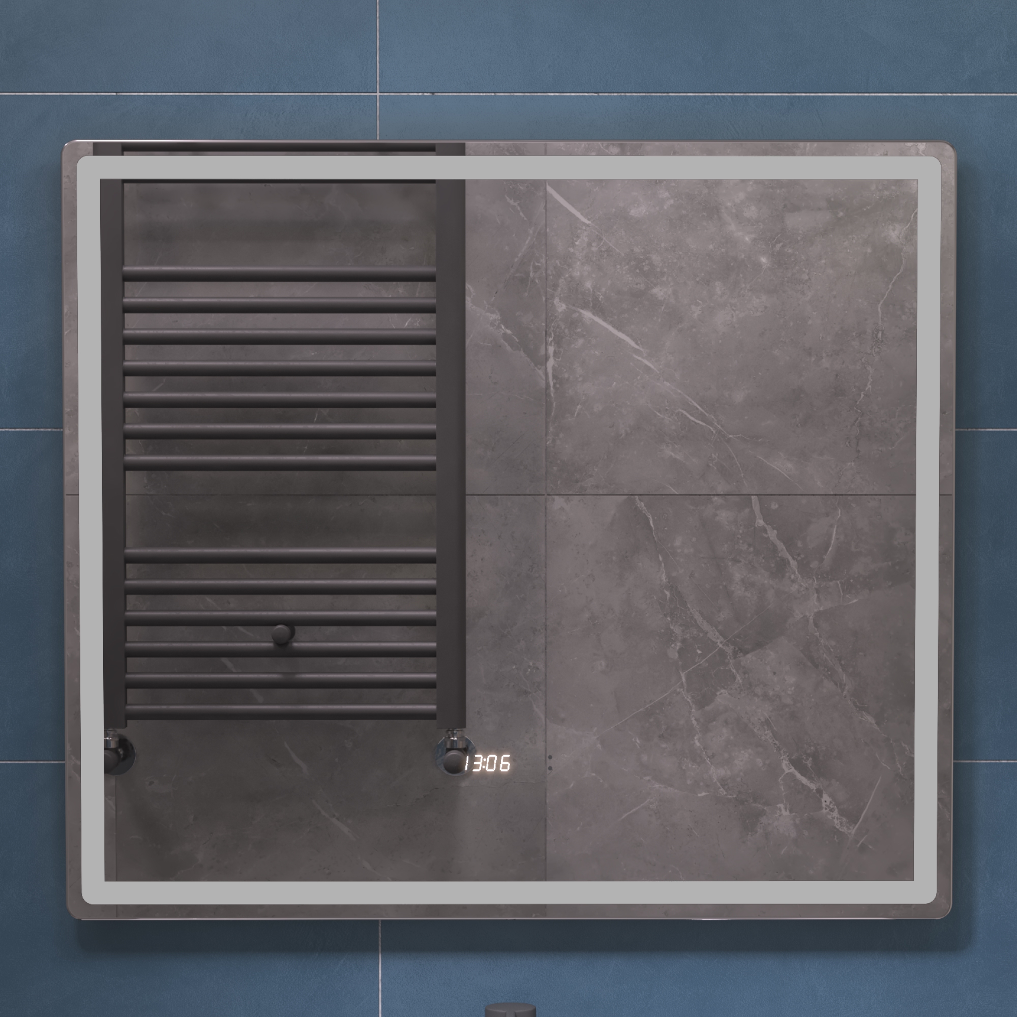 Зеркало Vigo Geometry Luxe 80 свет, сенсор, часы, антизапотевание