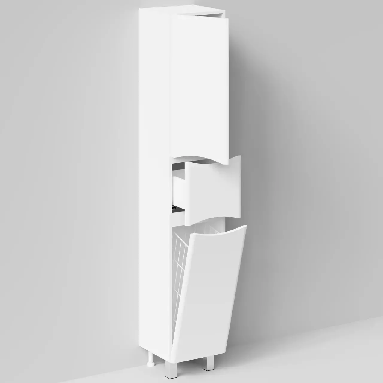 Пенал Vod-ok Адель 35 L/R, 2 двери, 1 ящик, напольный, с корзиной, белый + 13 цветов