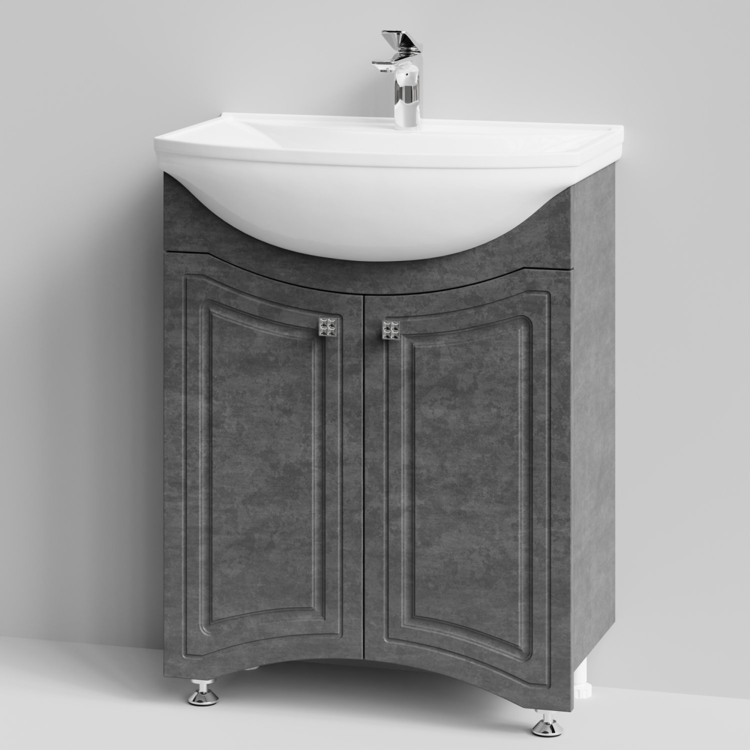 Тумба с раковиной Адам 65 напольная, Серый камень