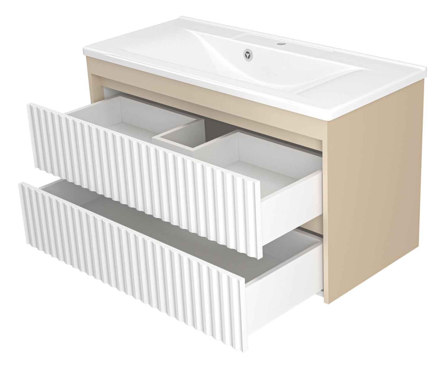 Тумба с раковиной Brevita Balaton 100 подвесная, белый/бежевый