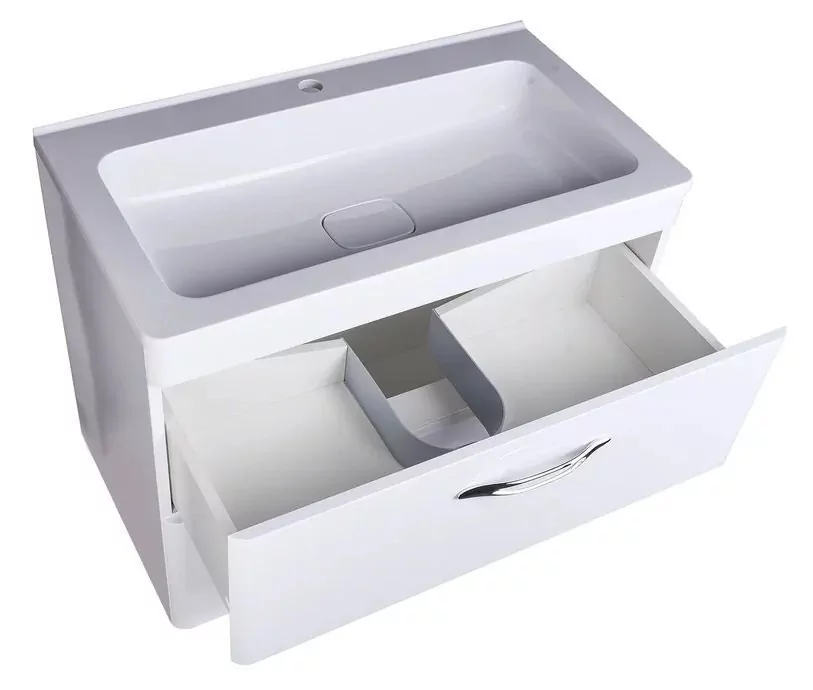 Тумба подвесная Style Line Каре 80 Люкс Plus с раковиной Каре Люкс 80, белая