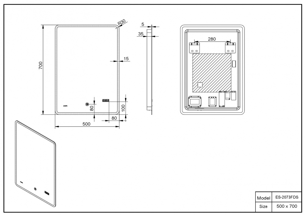 Зеркало Esbano ES-2073 FDS 50х70х5