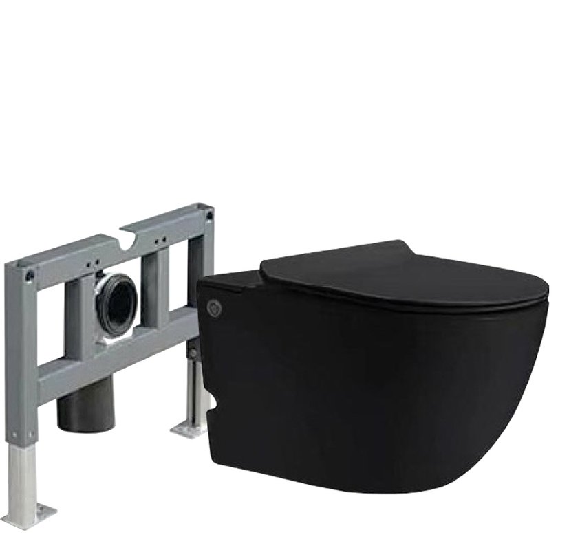 Унитаз импульсный SantiLine SL-5031MB подвесной, с инсталляцией, черный матовый