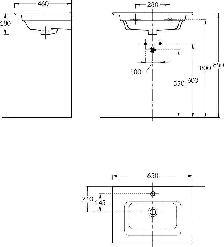 Тумба с раковиной Sanflor ДИАНА 65 подвесная, дуб шерман