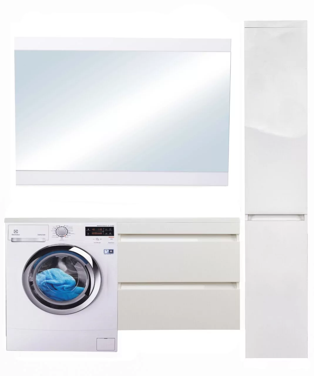 Тумба подвесная Style Line Даллас 140 Люкс Plus ПВХ с раковиной Даллас 140 под стиральную машину, два ящика, правая, белая от магазина Vanna-Vanna.ru!