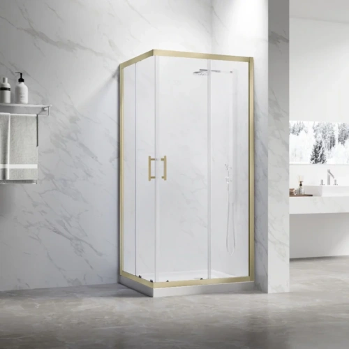 Душевой угол Veconi Rovigo RV-27G, 1200x800x1900, золото брашинг, прозрачное стекло от магазина Vanna-Vanna.ru!