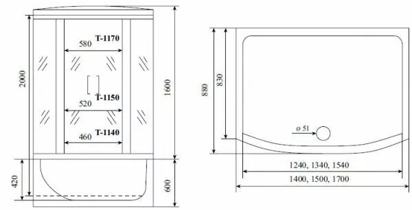 Душевая кабина Timo Standart Т-6650 Black 150x88 от магазина Vanna-Vanna.ru!