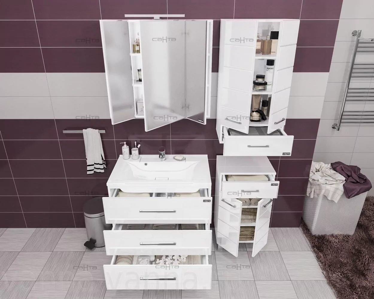 Шкаф навесной Санта Омега 40х70 две двери, белый