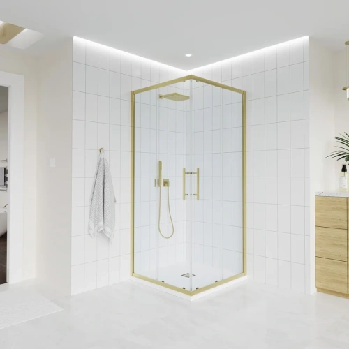 Душевой угол Veconi Evo 300 G 1200х900x1950, золото брашинг, прозрачное стекло от магазина Vanna-Vanna.ru!