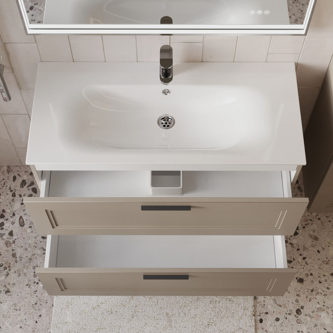 Тумба с раковиной подвесная (100 см) Terminus Classik CLA101002200501O, капучино