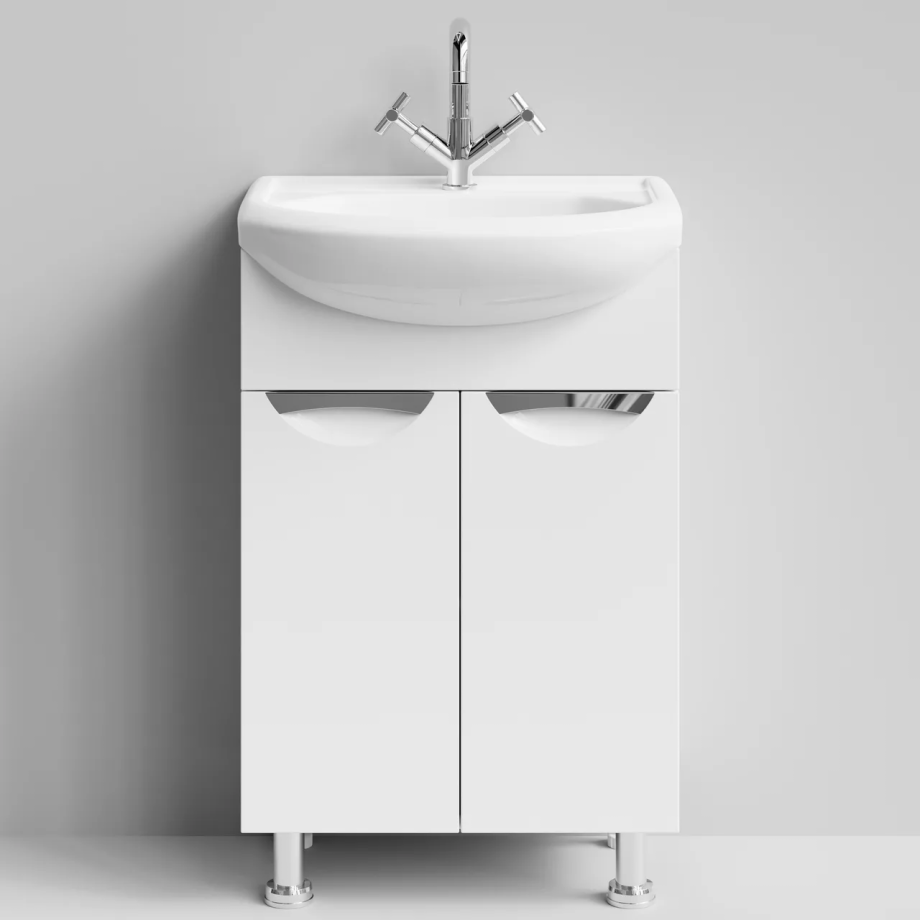 Тумба напольная Vod-ok Лира 55 с раковиной Уют 55, белая