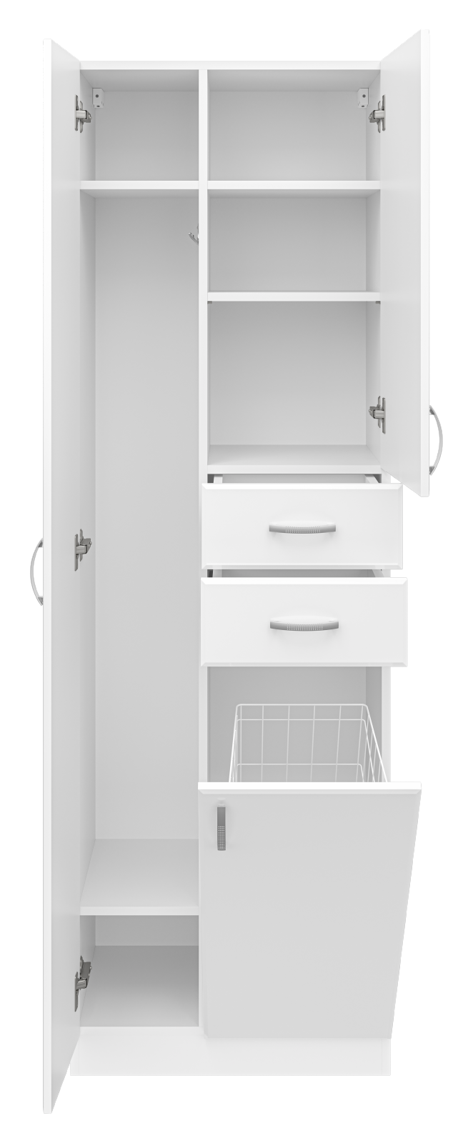 Пенал Misty Мисти 60 напольный, с бельевой корзиной, белый