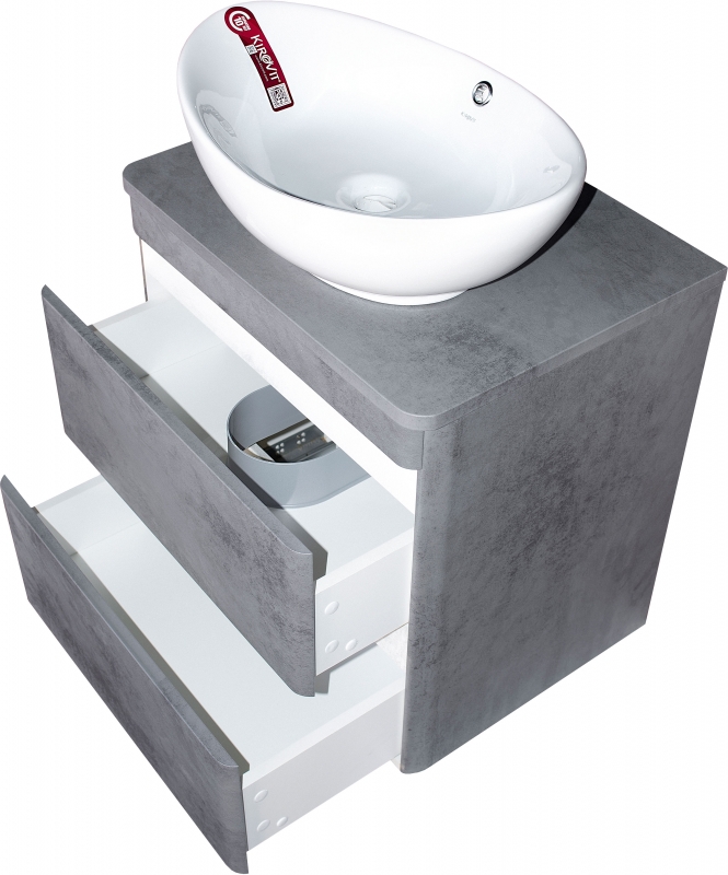 Тумба подвесная Style Line Атлантика 80 со столешницей, бетон темный