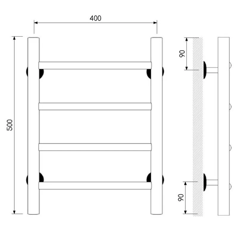 Полотенцесушитель водяной Laris Классик П4 400х500 белый матовый