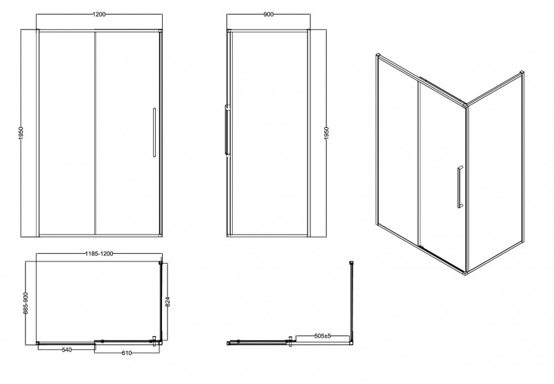 Душевой уголок ESBANO ESS-129PS-B 120х90х195