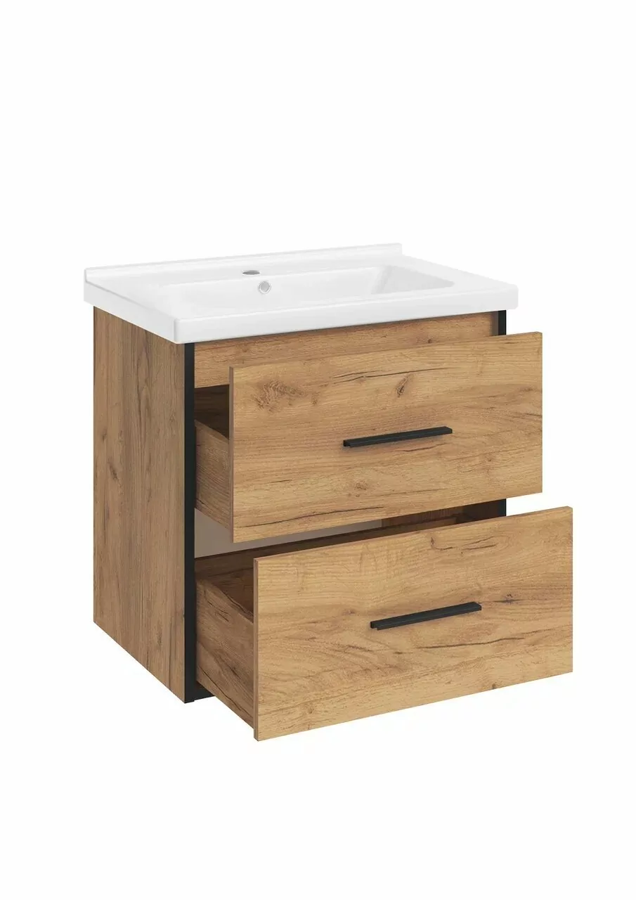 Тумба с раковиной Асб-мебель Монца 60 подвесная, дуб золотой